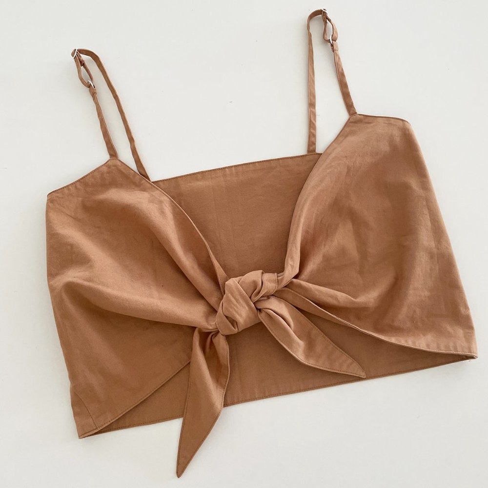 Micaela Greg Tie Top in Camel